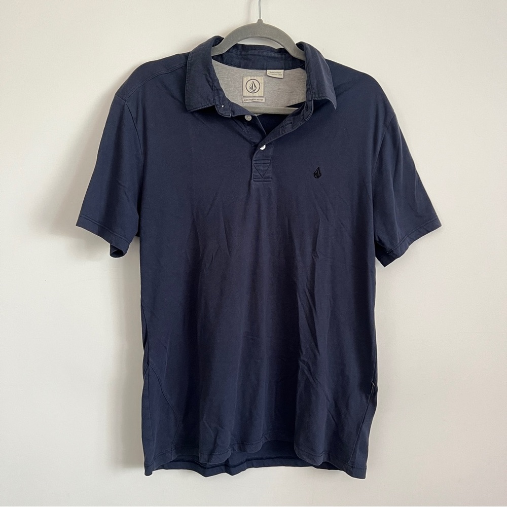Volcom Collared Polo Shirt Blue Size Medium
